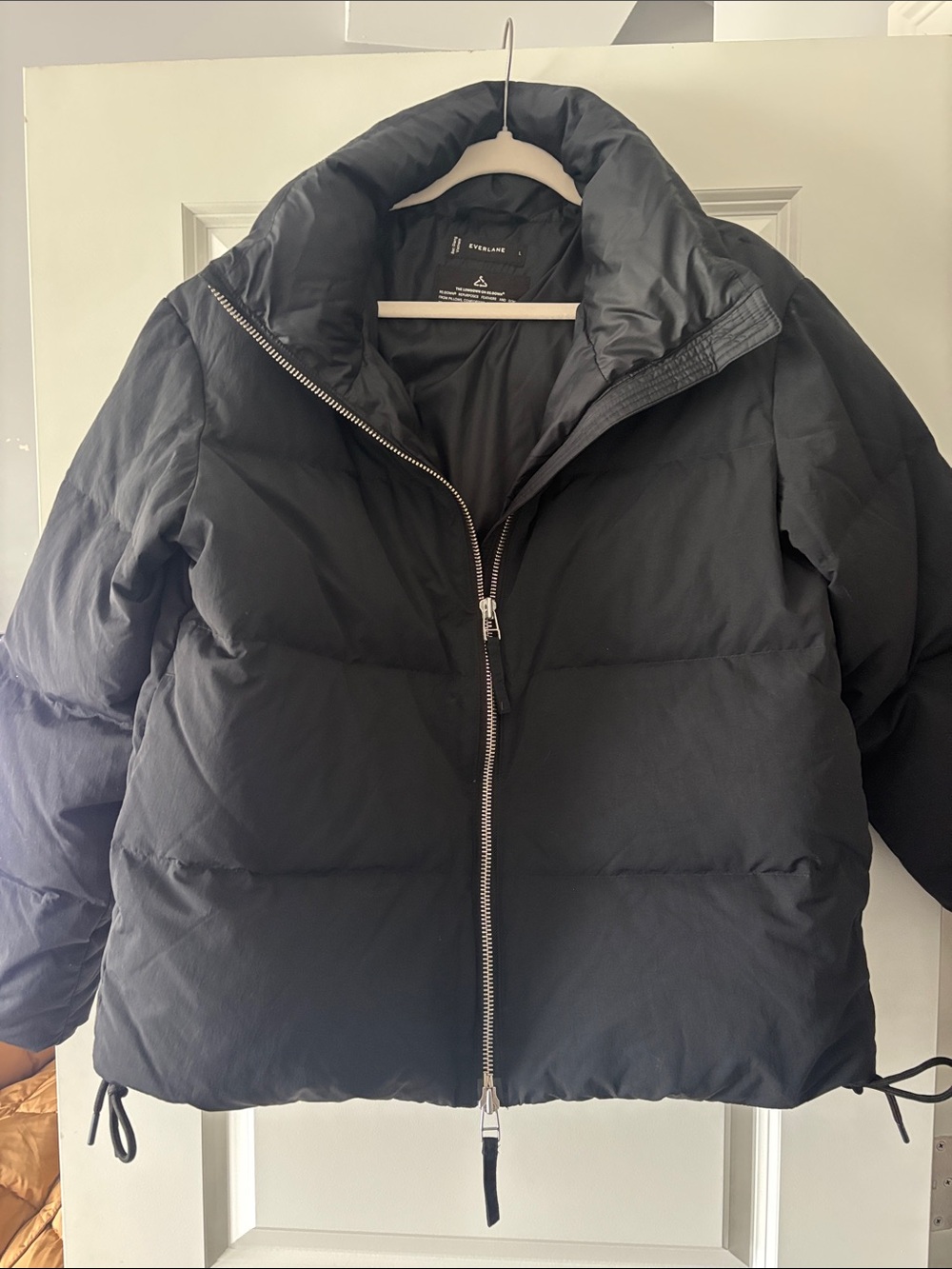 Everlane Black Cropped Puffer Jacket with High Collar